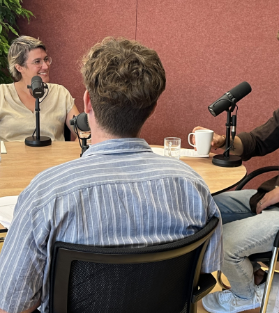 Rosanne Hertzberger in gesprek met Jelle Slief en Timo Nieuwenhuis