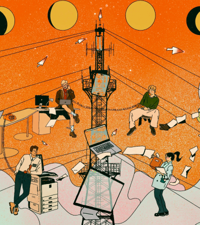 Verschillende mensen werken op verschillende digitale systemen