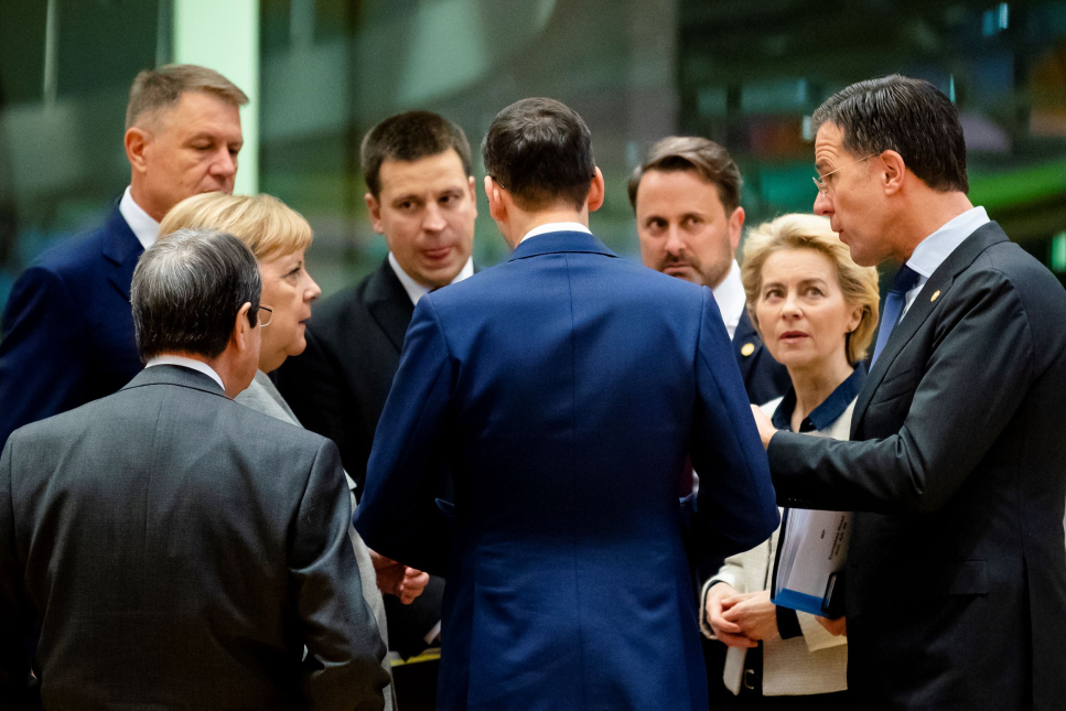 Europese leiders overleggen op een bijeenkomst in Brussel