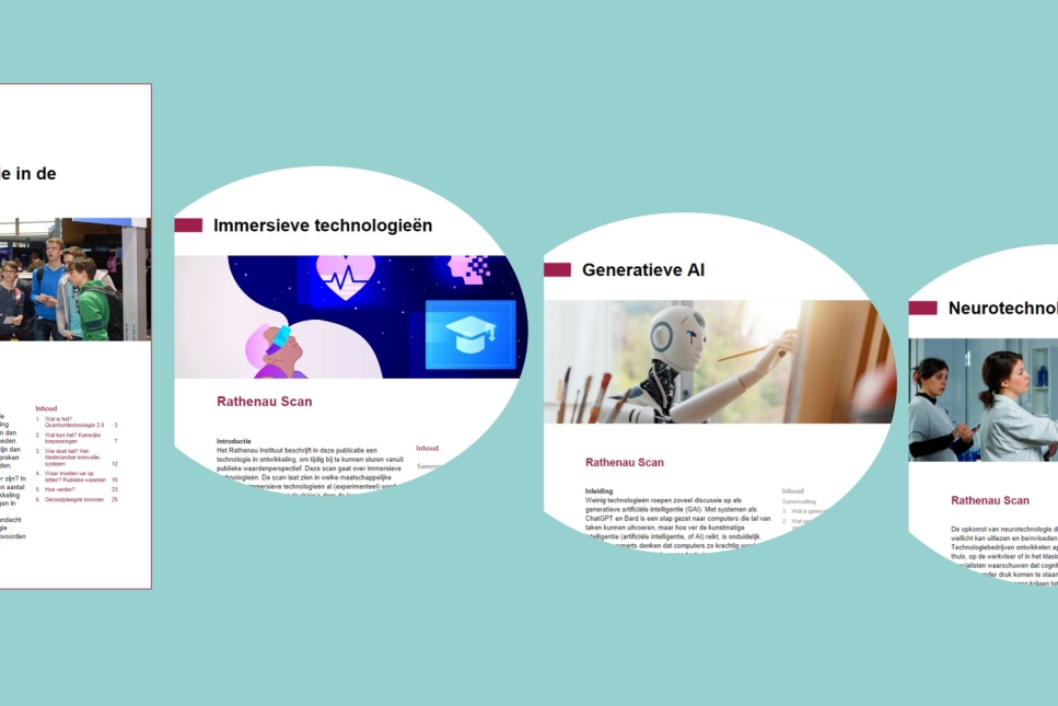 Vier voorkanten van scans