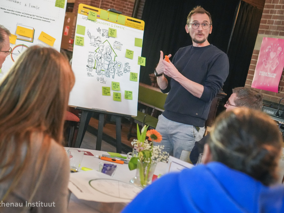 Man staat voor flipover