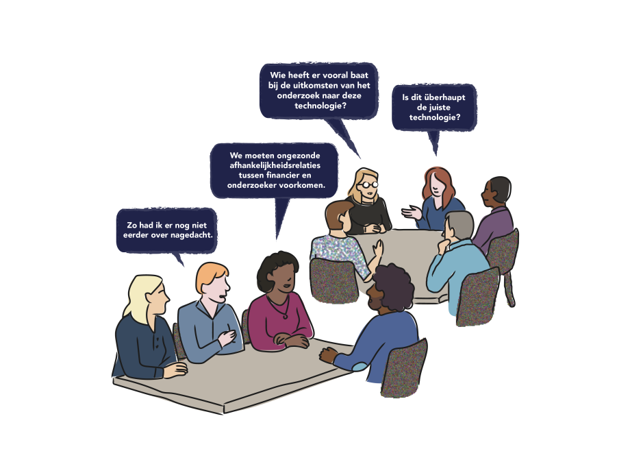 Twee tafels met vier en vijf personen die praten