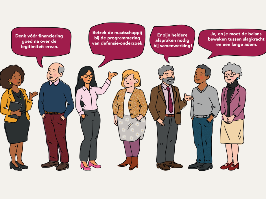 Illustratie van deelnemers aan de dialoog