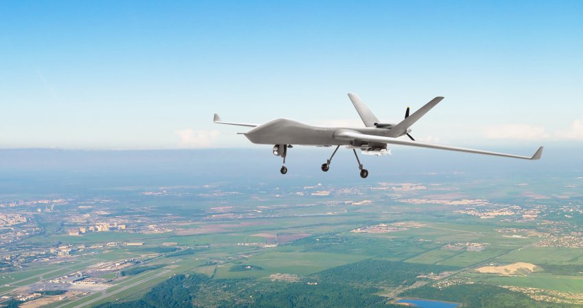 Onbemande militaire drone boven de VS