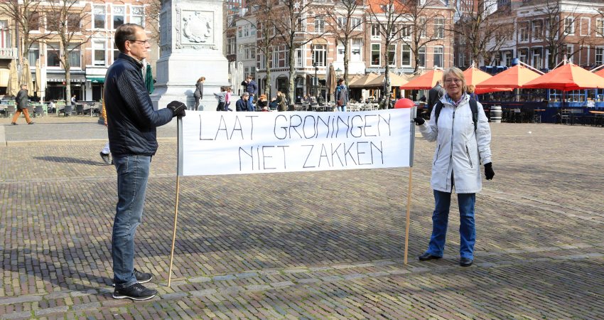 Protest in Den Haag over het aardgasbeleid in Groningen