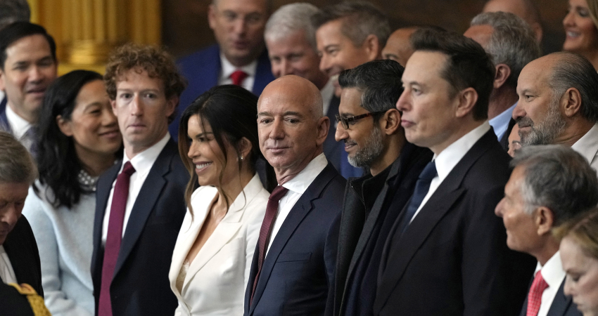 De CEO's van de Big Tech tijdens de inauguratie van Trump