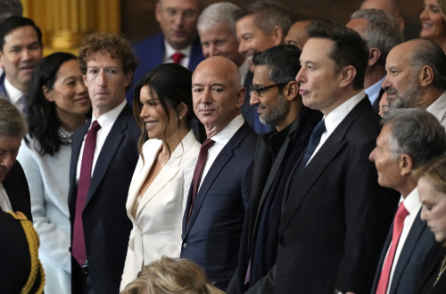 De CEO's van de Big Tech tijdens de inauguratie van Trump