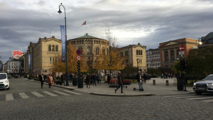 Het Noorse parlementsgebouw in Oslo