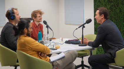 Een impressie van de opnames van de podcast