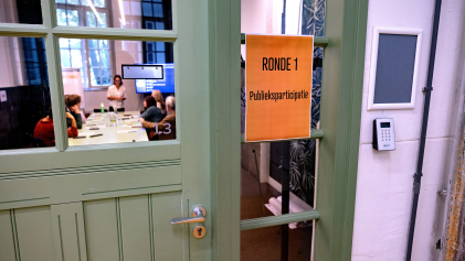 De ruimte waar de workshop over publieksparticipatie plaatsvond.