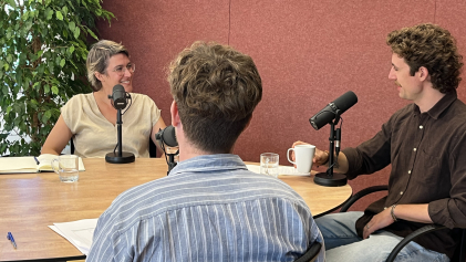 Rosanne Hertzberger in gesprek met Jelle Slief en Timo Nieuwenhuis