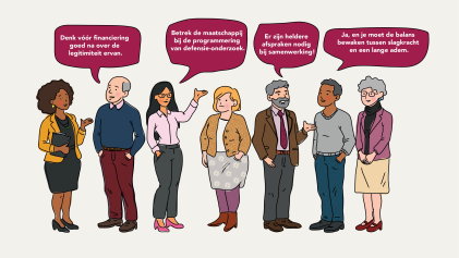 Illustratie van deelnemers aan de dialoog