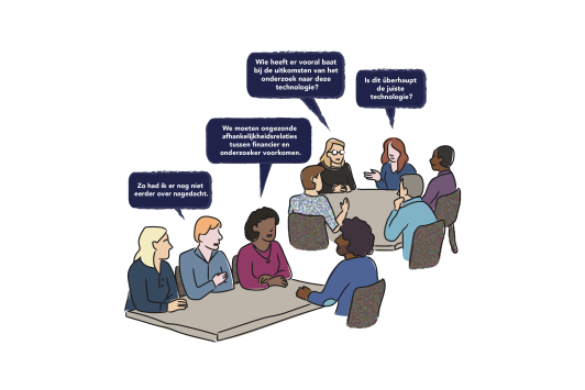 Twee tafels met vier en vijf personen die praten