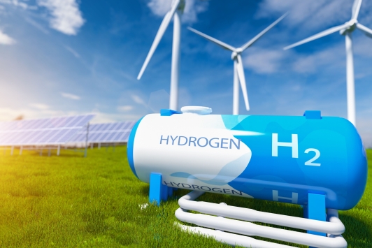 Waterstoftank met windmolend 