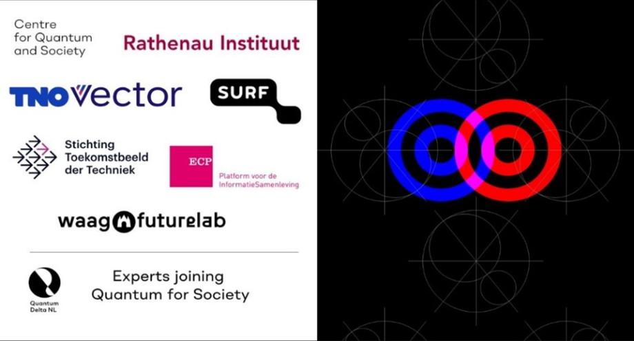 Logo's van de samenwerkende organisaties rond quantum