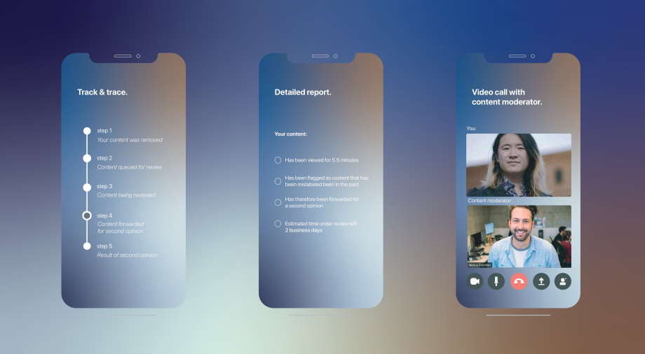 Illustratie van een telefoon waarop je kan bellen met een content moderator