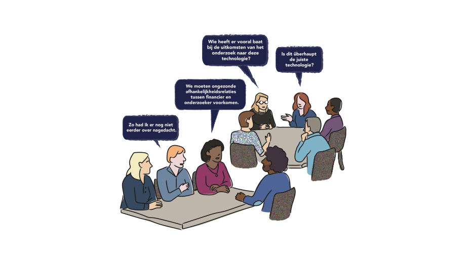 Twee tafels met vier en vijf personen die praten