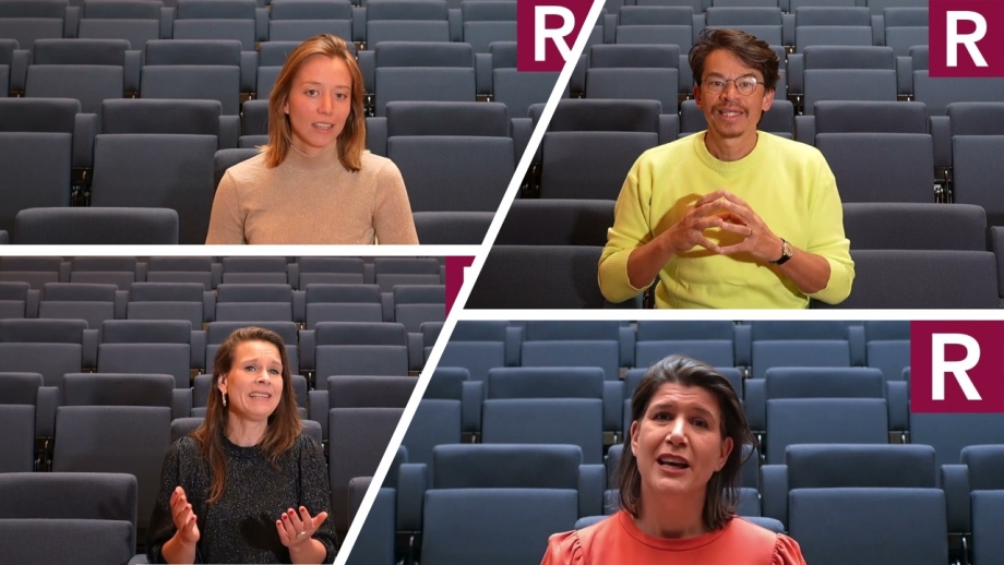 Vier miniaturen van video's over digitalisering en sociale relaties